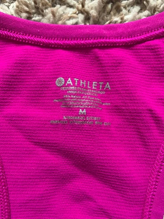 Athleta Women’s Fuchsia Racerback Fitted Ruched Performance Workout Tank Top - Picture 2 of 8